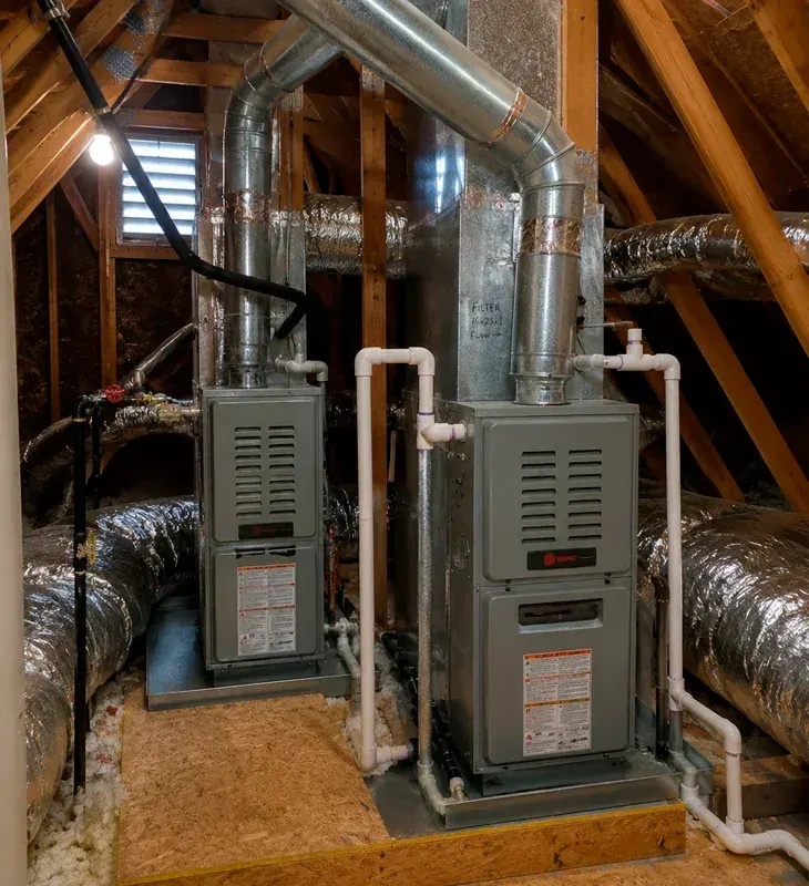 High-efficiency furnace with ductwork