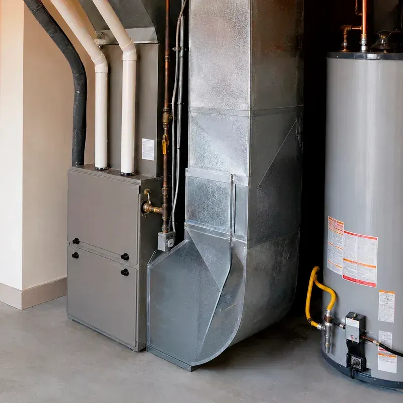 Professional installation of a new high-efficiency heating system (furnace) with ductwork in Los Angeles, CA. Heating system conversion and upgrade.