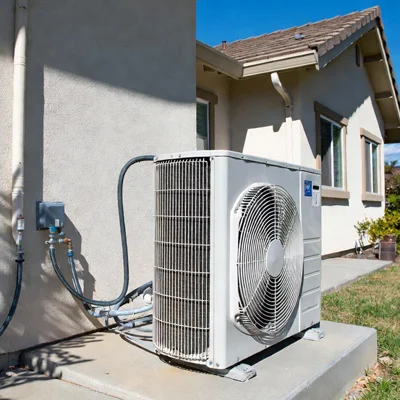 Outdoor unit of a ductless air conditioning system professionally installed in Los Angeles, California.