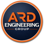 ARD Engineering Group logo – orange text on a dark blue background with a white outline